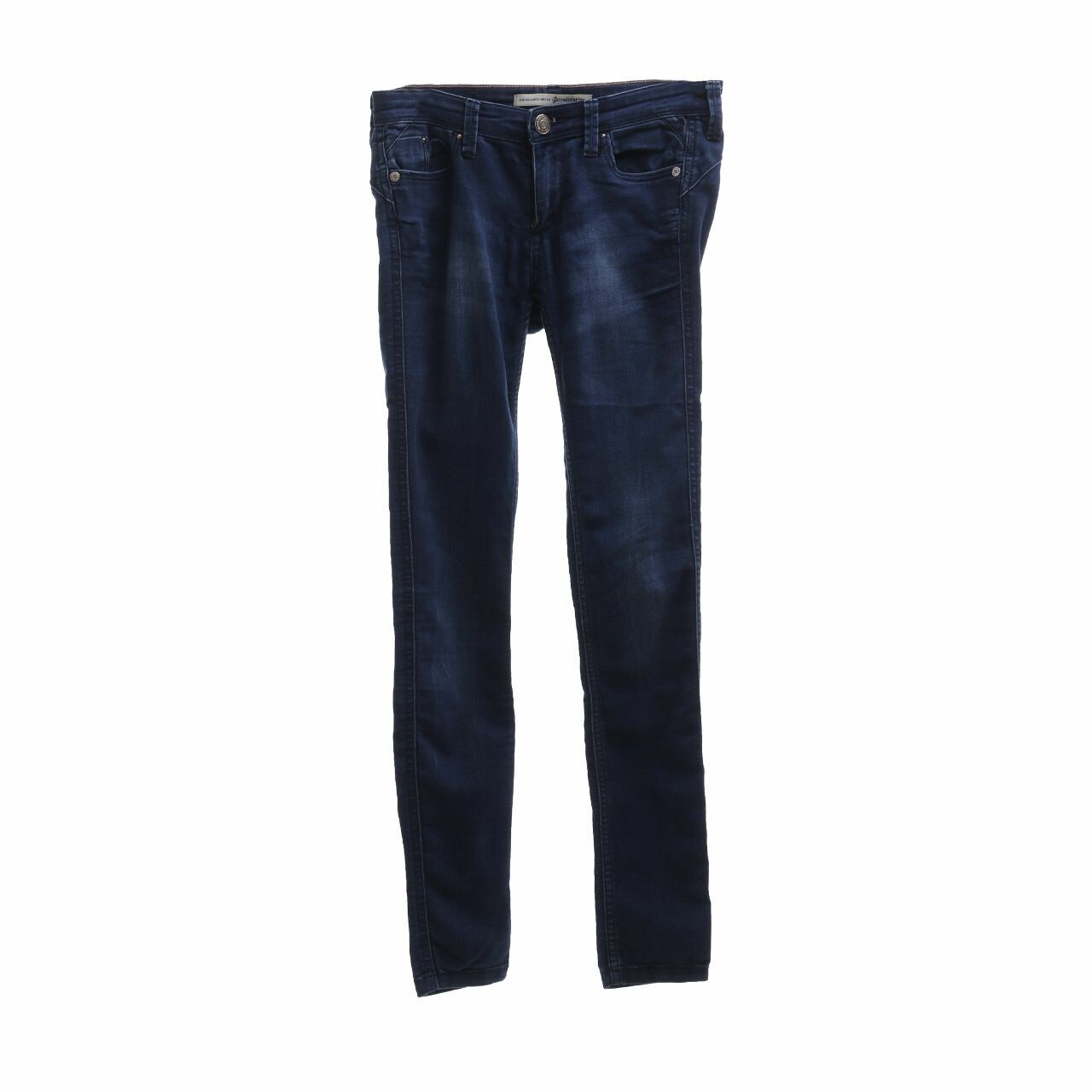 Stradivarius Dark Blue Washed Long Pants