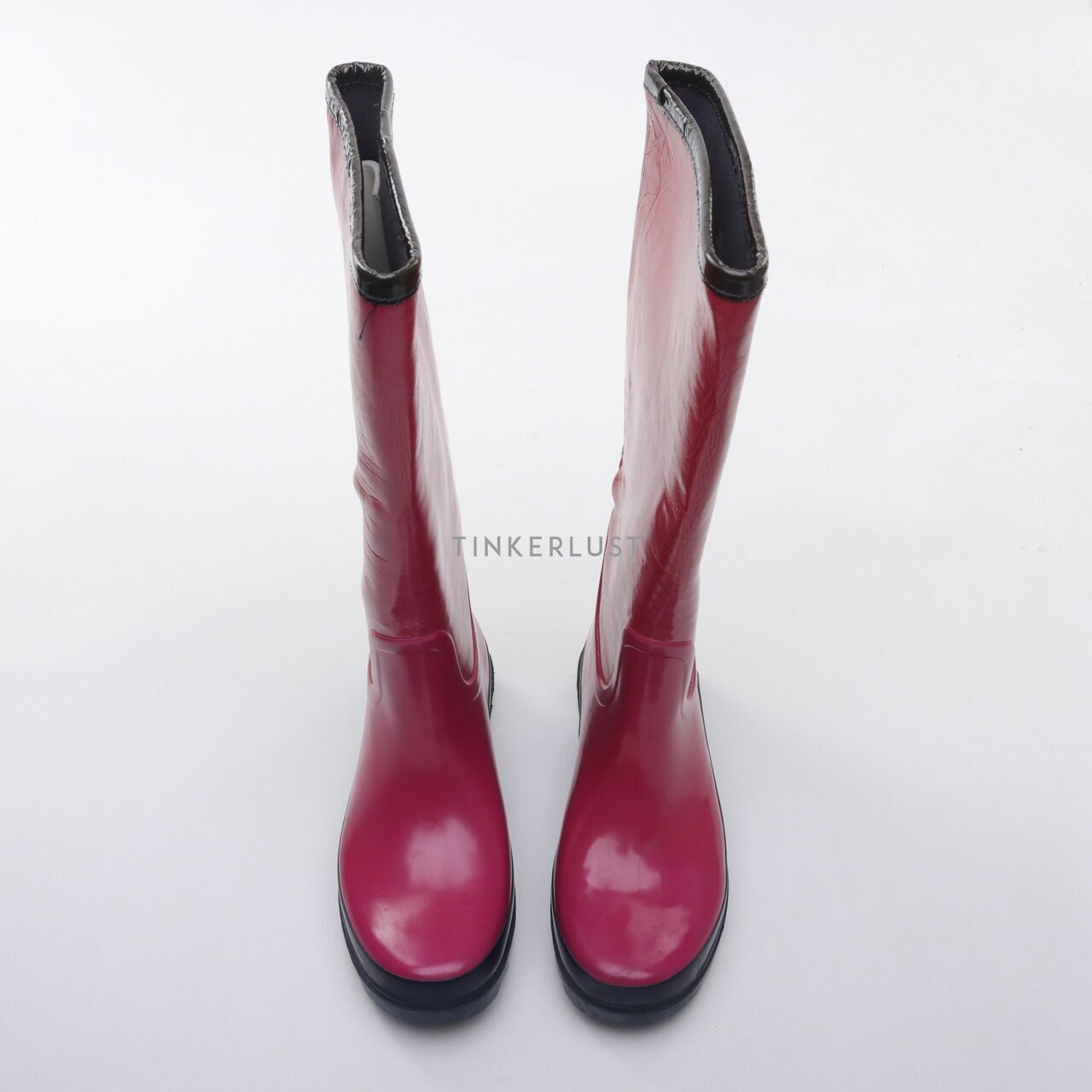 Tory Burch Pink/Black/Navy Rubber Boots