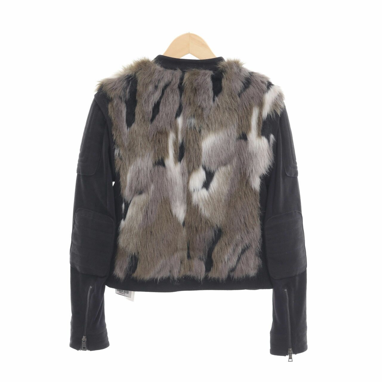 BCBG Max Azria Dimitri Faux-Fur Zip Black Jaket