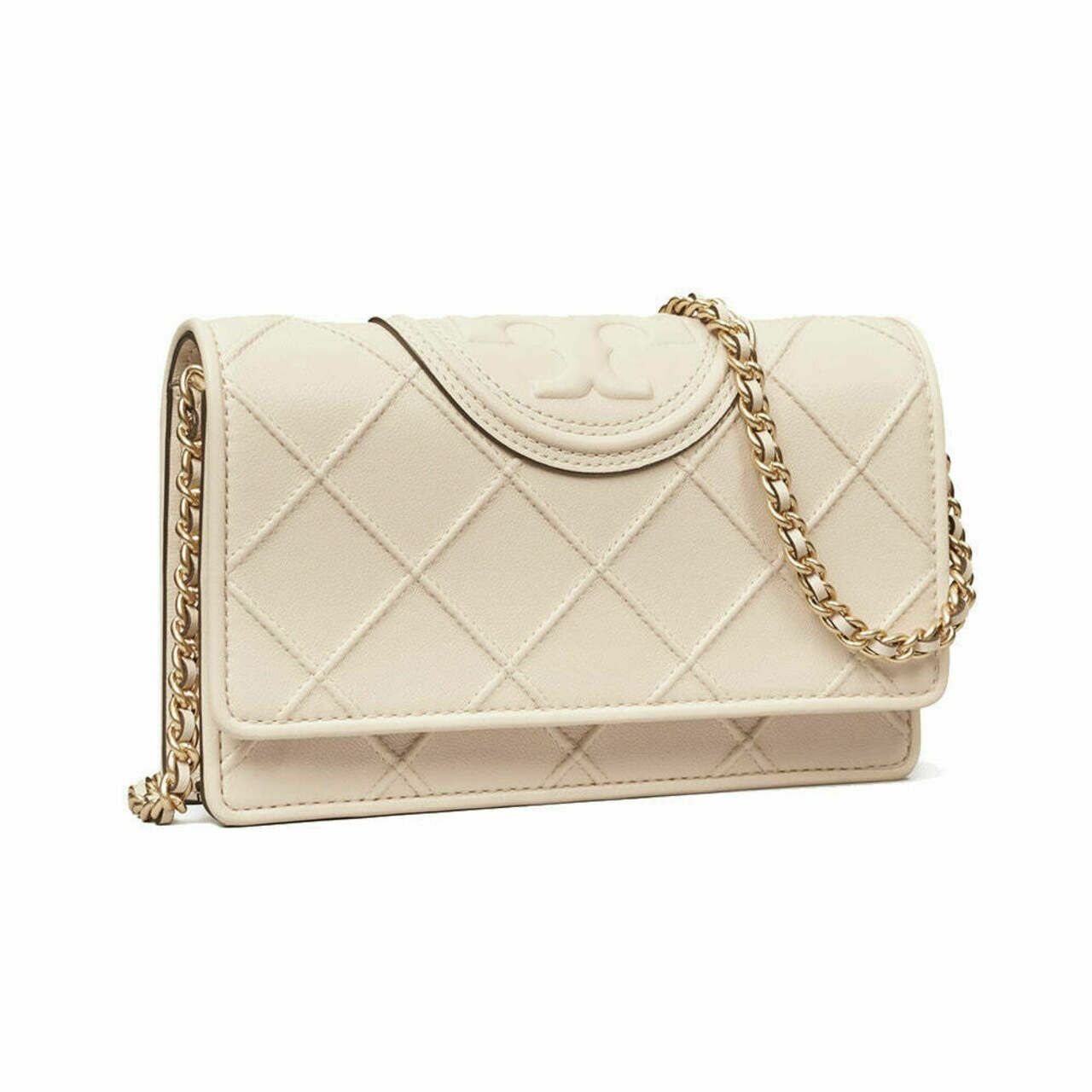 Tory Burch Fleming Soft Leather Chain Bag New Cream