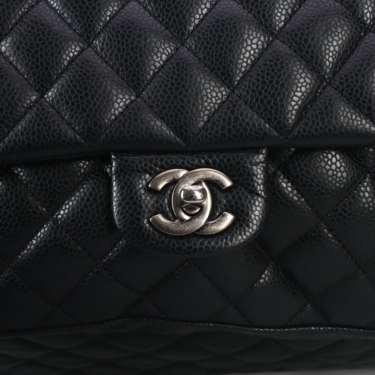 Chanel Caviar Large Shopping Tote with Small Flap #21 Black Shoulder Bag