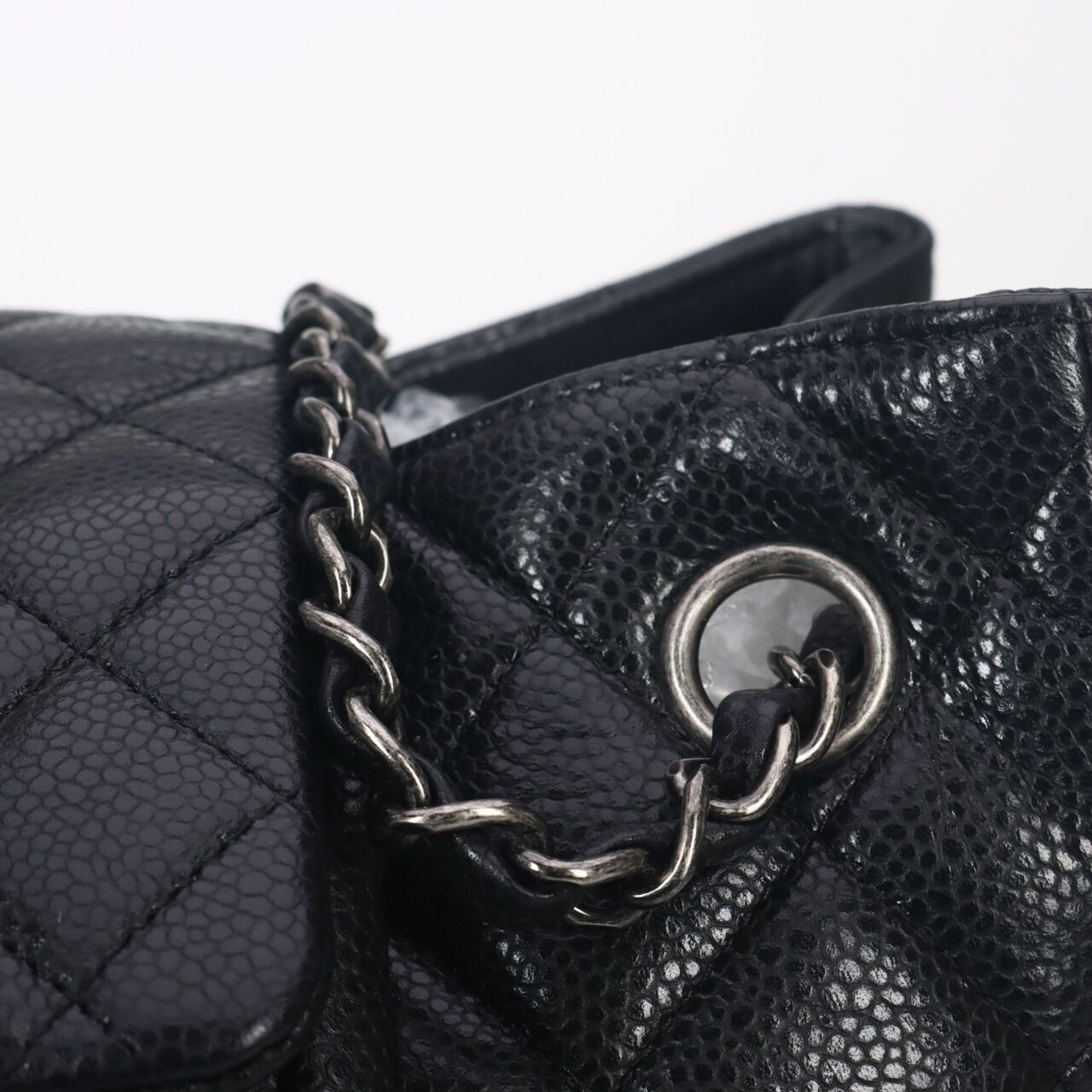 Chanel Caviar Large Shopping Tote with Small Flap #21 Black Shoulder Bag