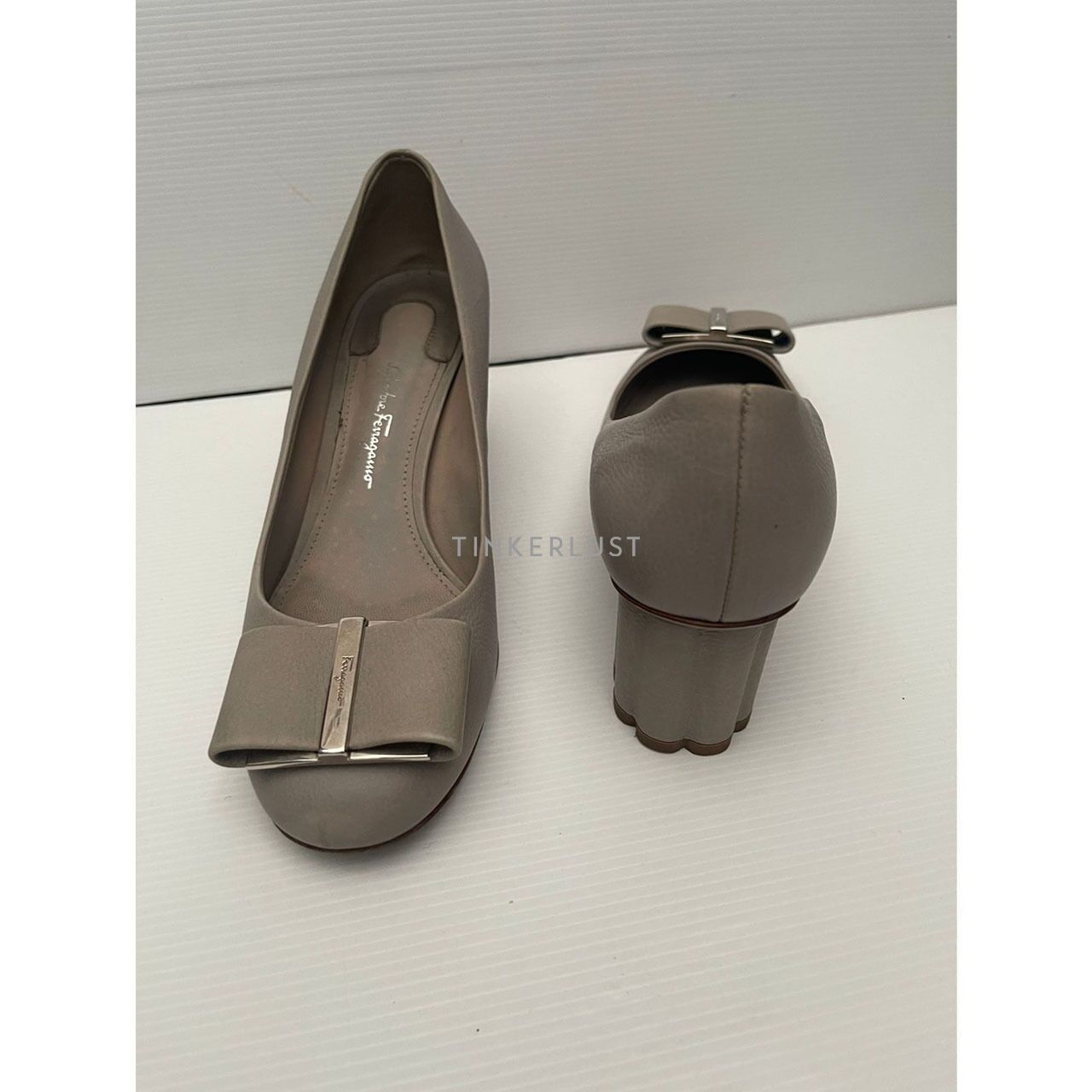 Salvatore Ferragamo Grey Pump Heels