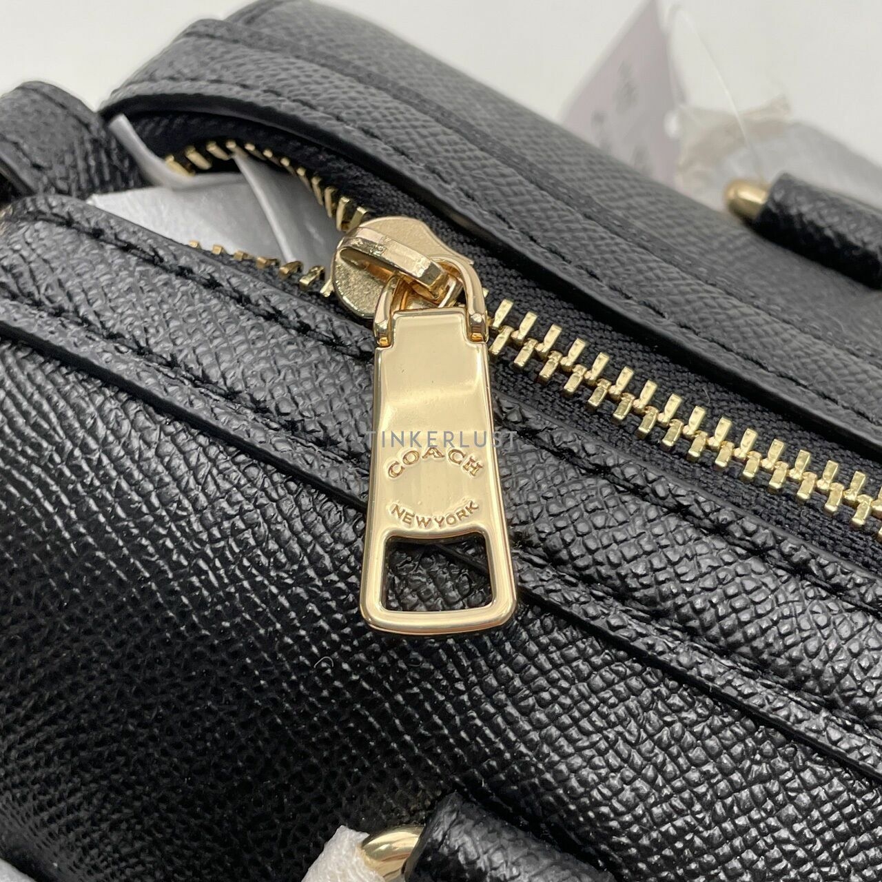 Coach C8287 Leather Rowan Signature Strap Black Khaki Satchel