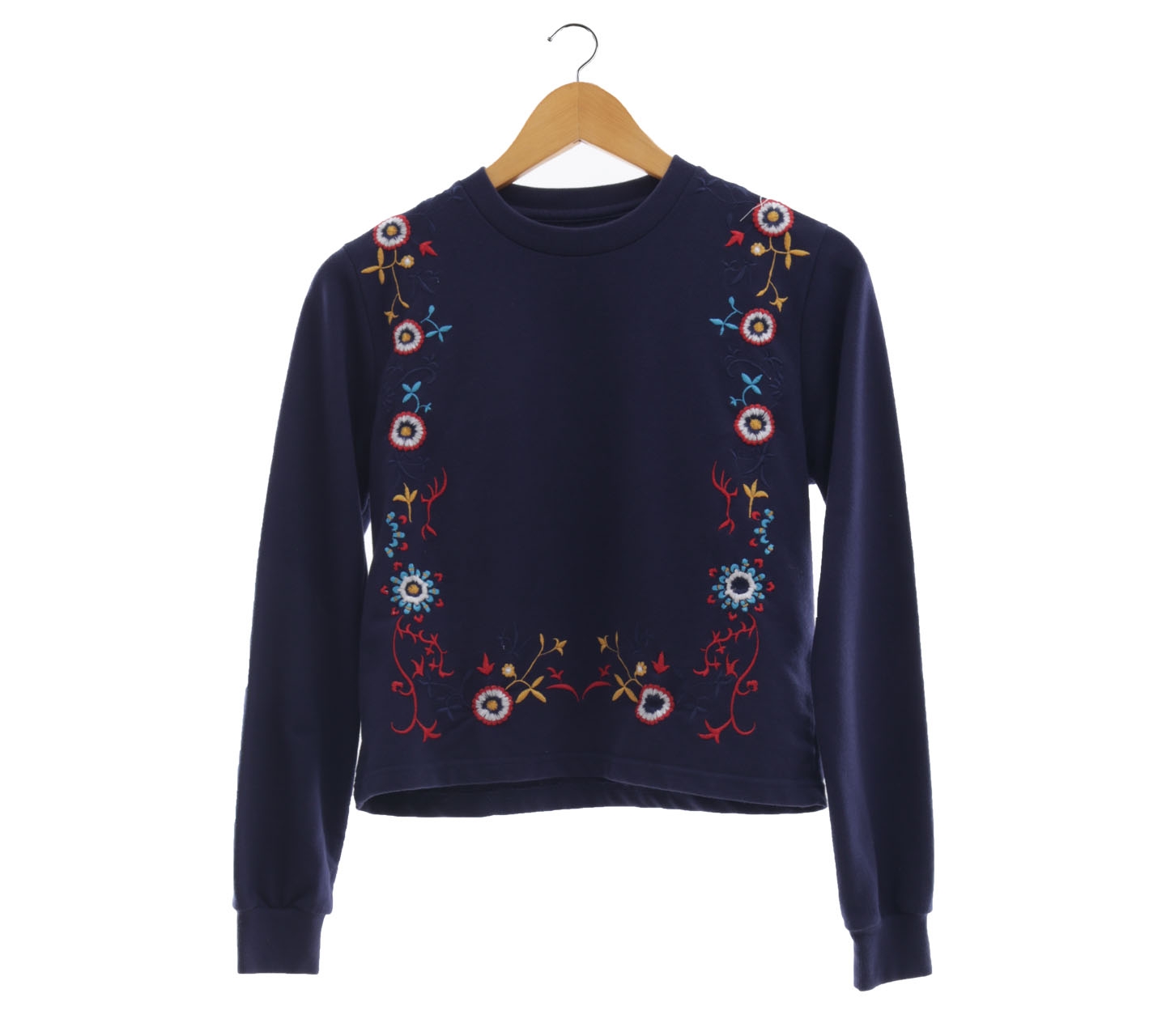 The Executive Dark Blue Embroidery Blouse