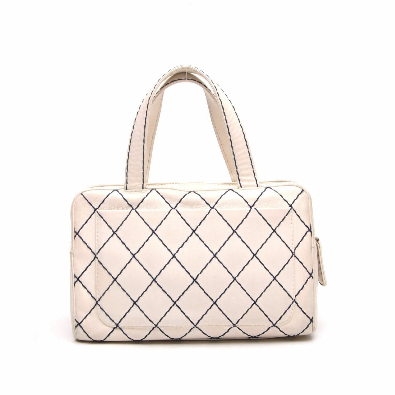 Chanel Calfskin Wild Stitch Top Handle Bag White