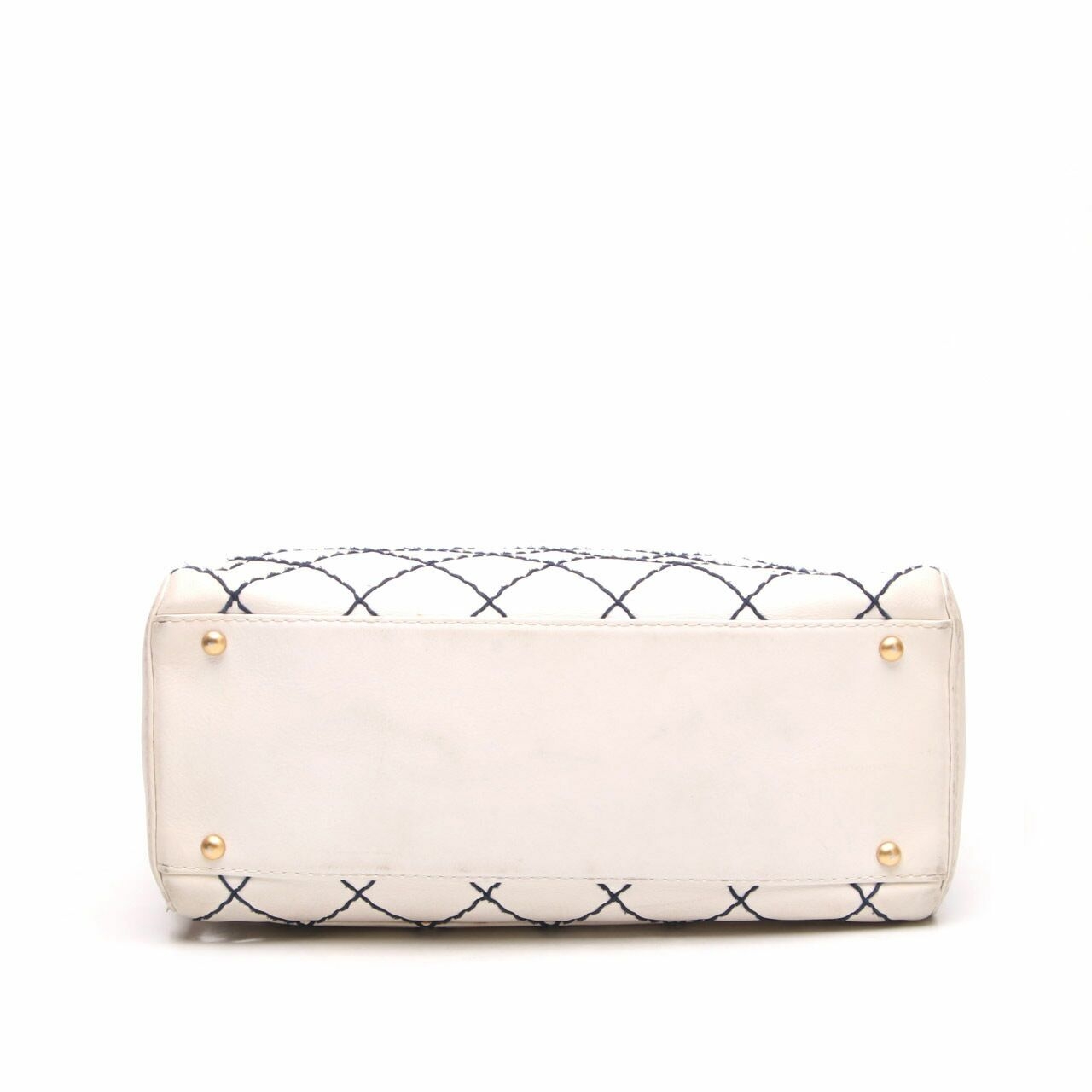 Chanel Calfskin Wild Stitch Top Handle Bag White