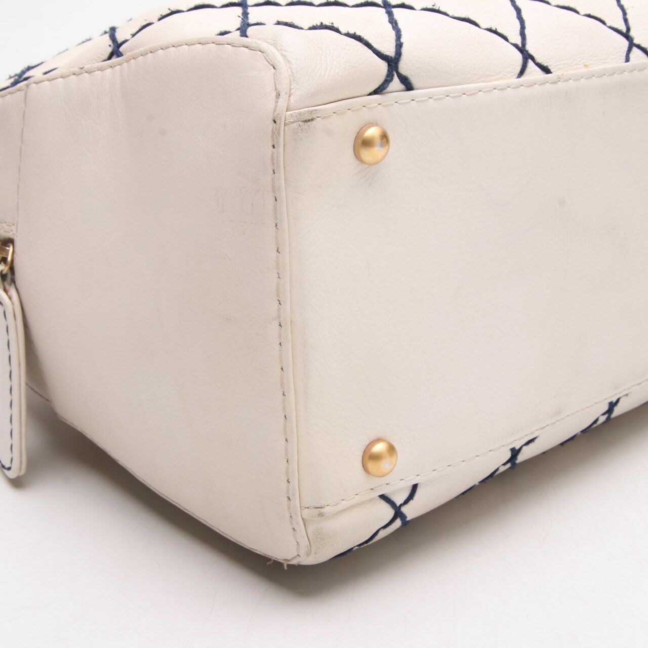 Chanel Calfskin Wild Stitch Top Handle Bag White