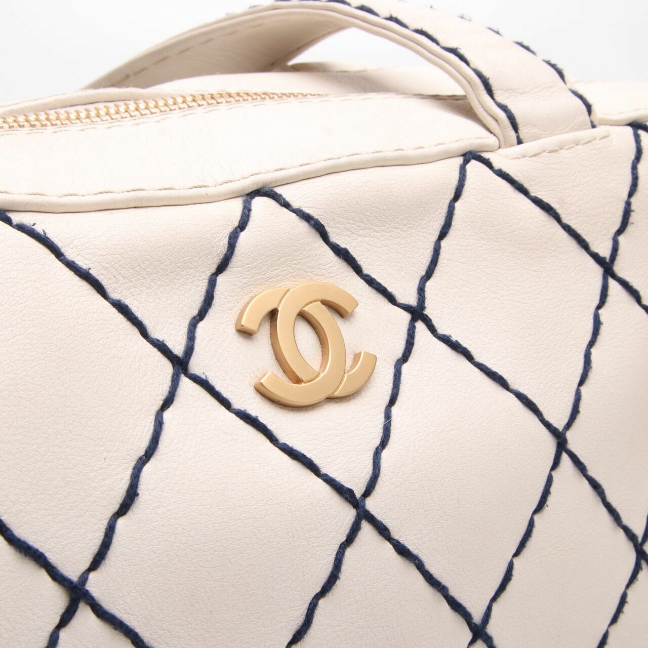 Chanel Calfskin Wild Stitch Top Handle Bag White