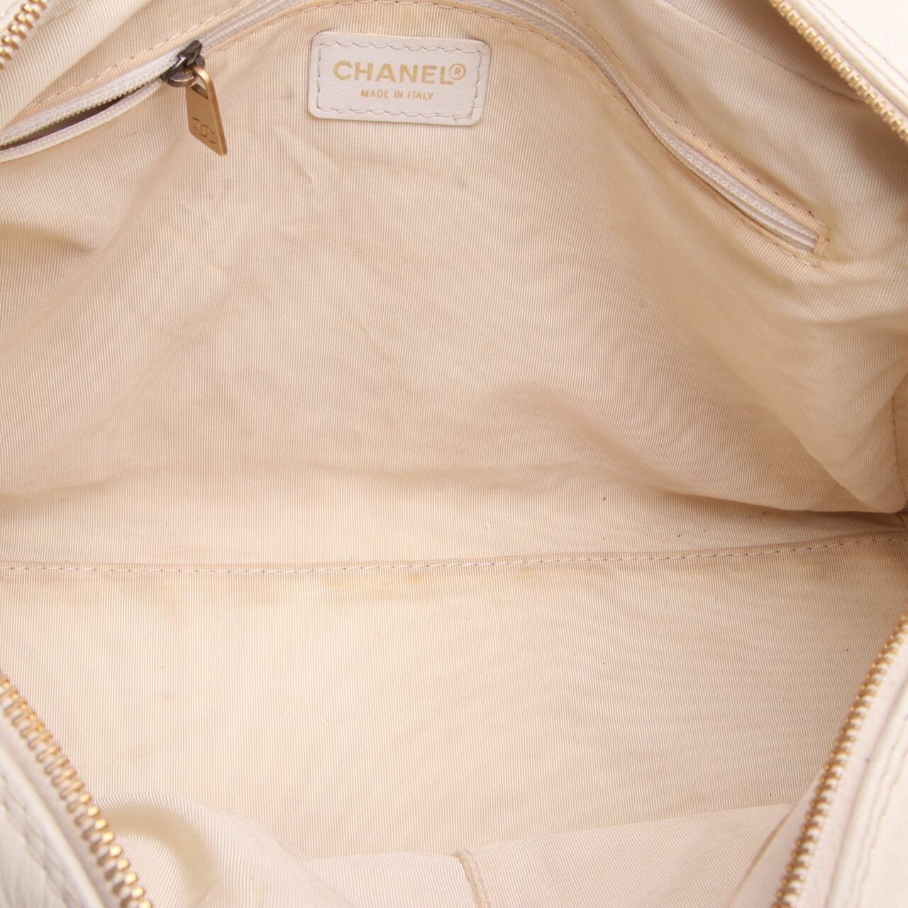 Chanel Calfskin Wild Stitch Top Handle Bag White