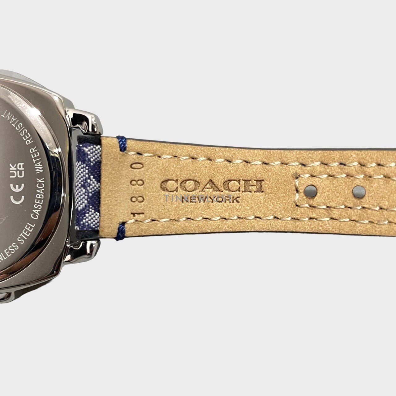 Coach Boyfriend Blue Monogram Canvas & Stainless Watch