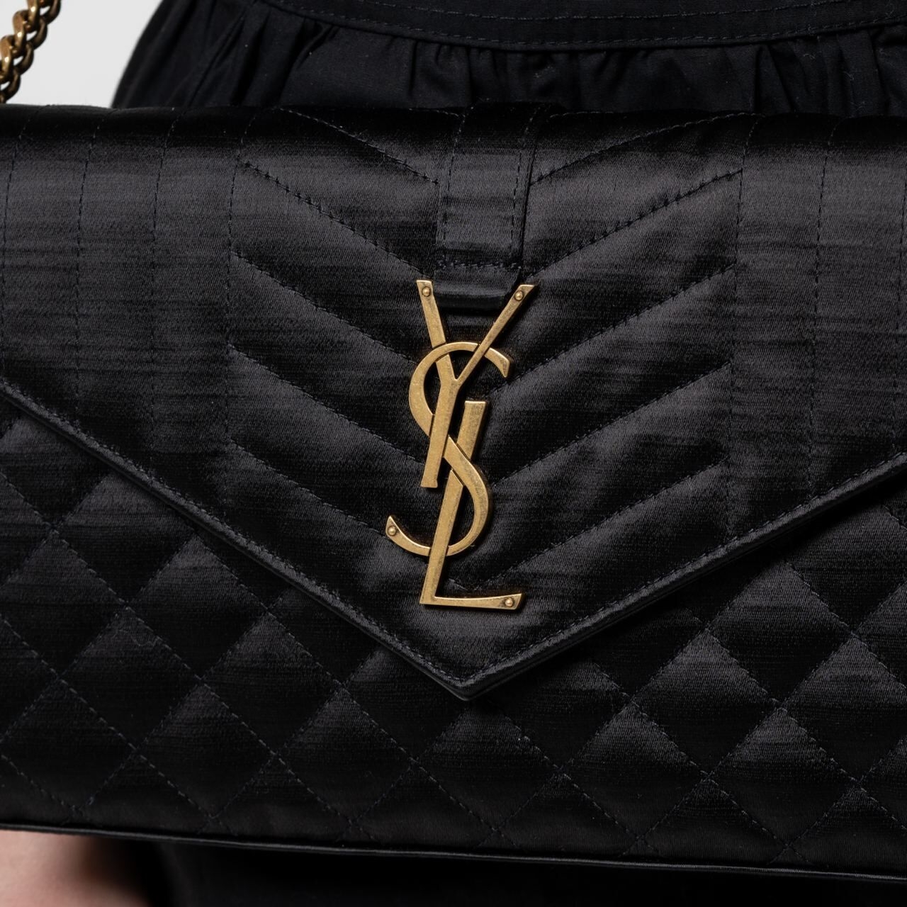 Saint Laurent Envelope WOC 22cm Satin Leather Black Ghw