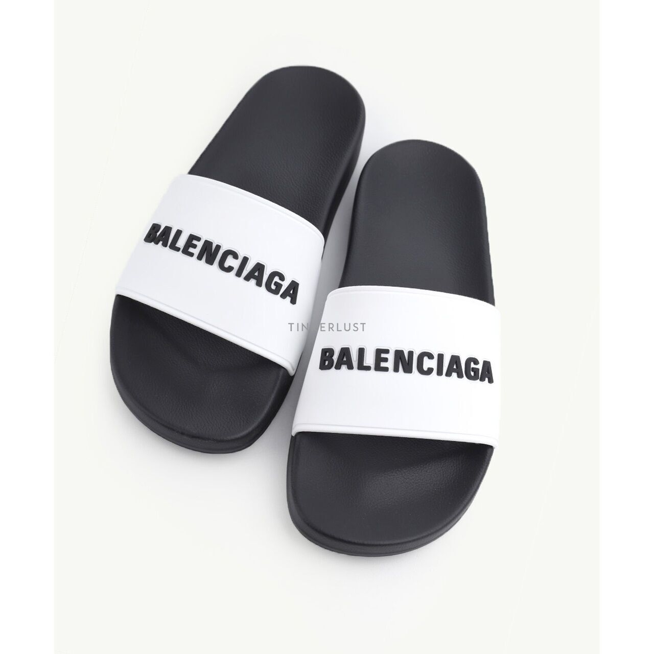 Balenciaga Men Logo in Black/White Slides Sandals