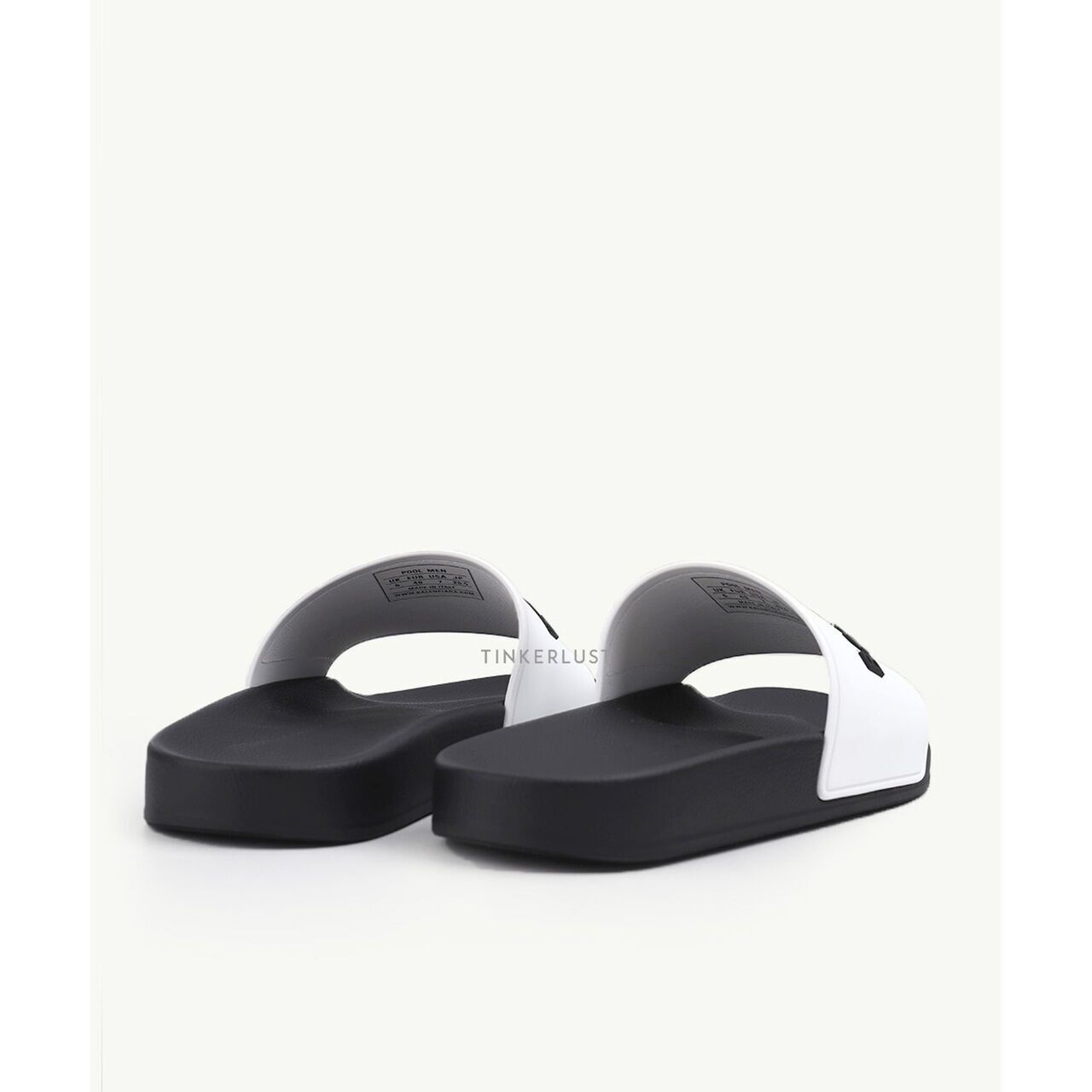 Balenciaga Men Logo in Black/White Slides Sandals