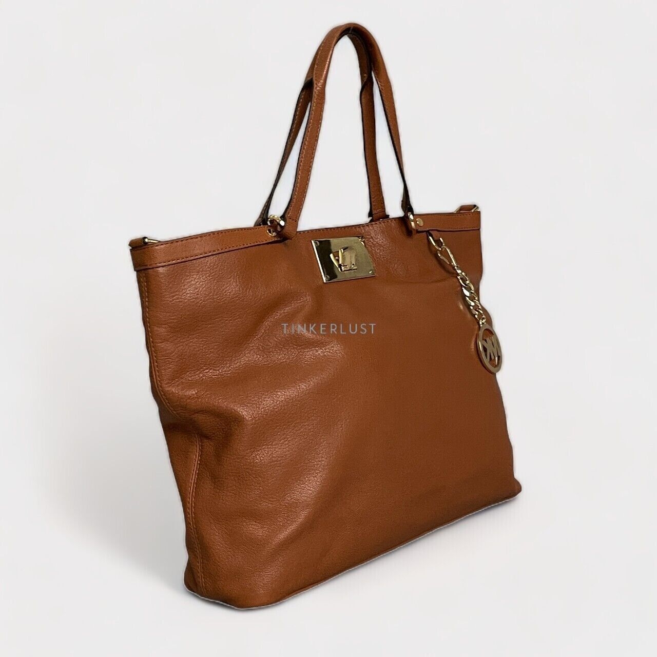 Michael Kors Channing Brown Leather GHW Tote Bag