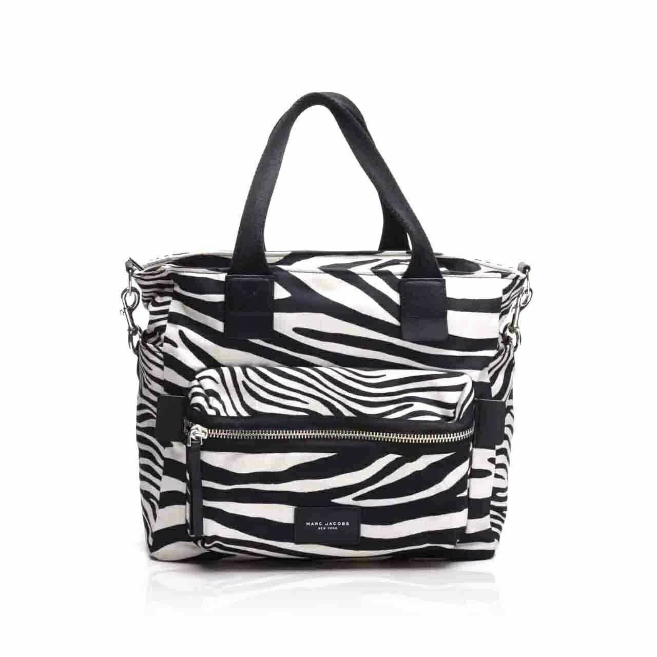 Marc Jacobs Zebra Print Black White Biker Baby Diaper Tote Bag