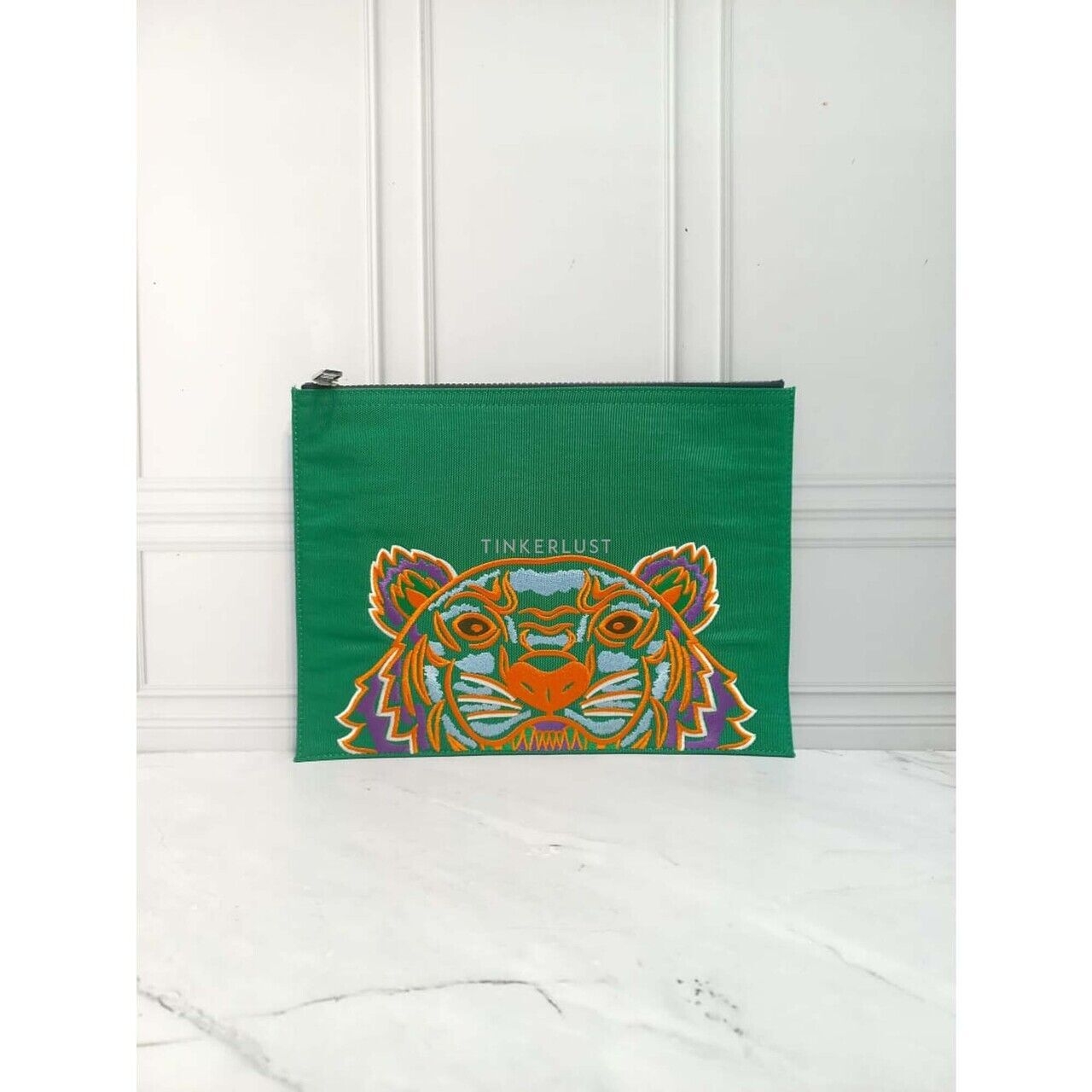 Kenzo Tiger Green Canvas Clutch