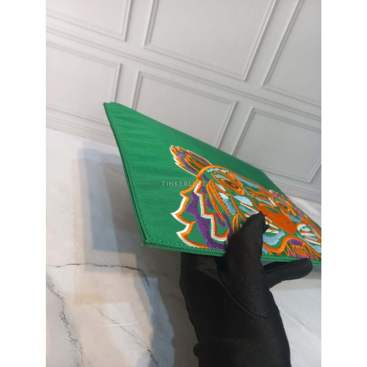 Kenzo Tiger Green Canvas Clutch