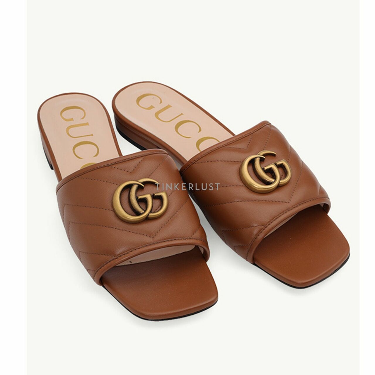 GUCCI Women GG Matelasse Slide Sandals in Cuir Leather