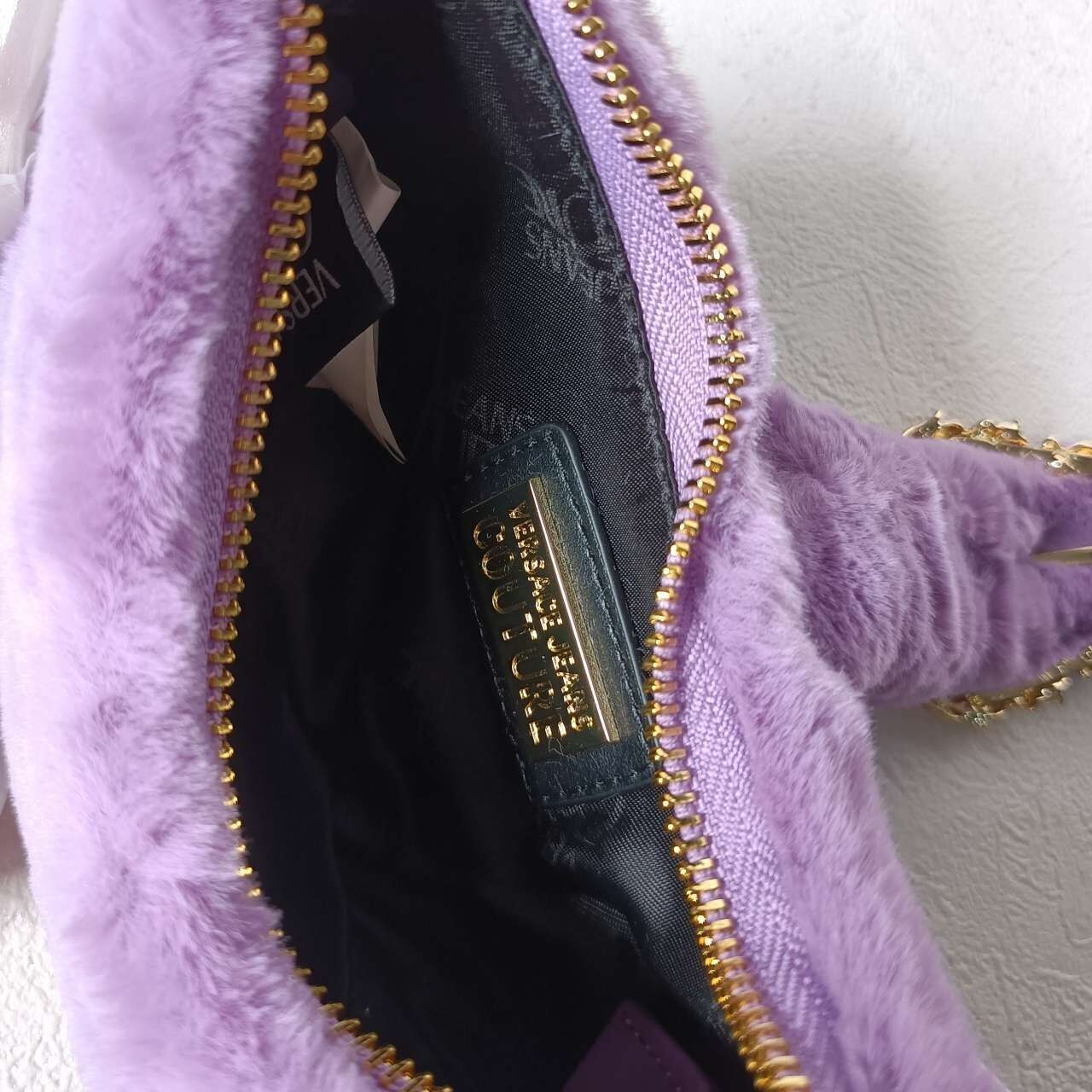 Versace Jeans Couture Faux Fur Purple Sling Bag 