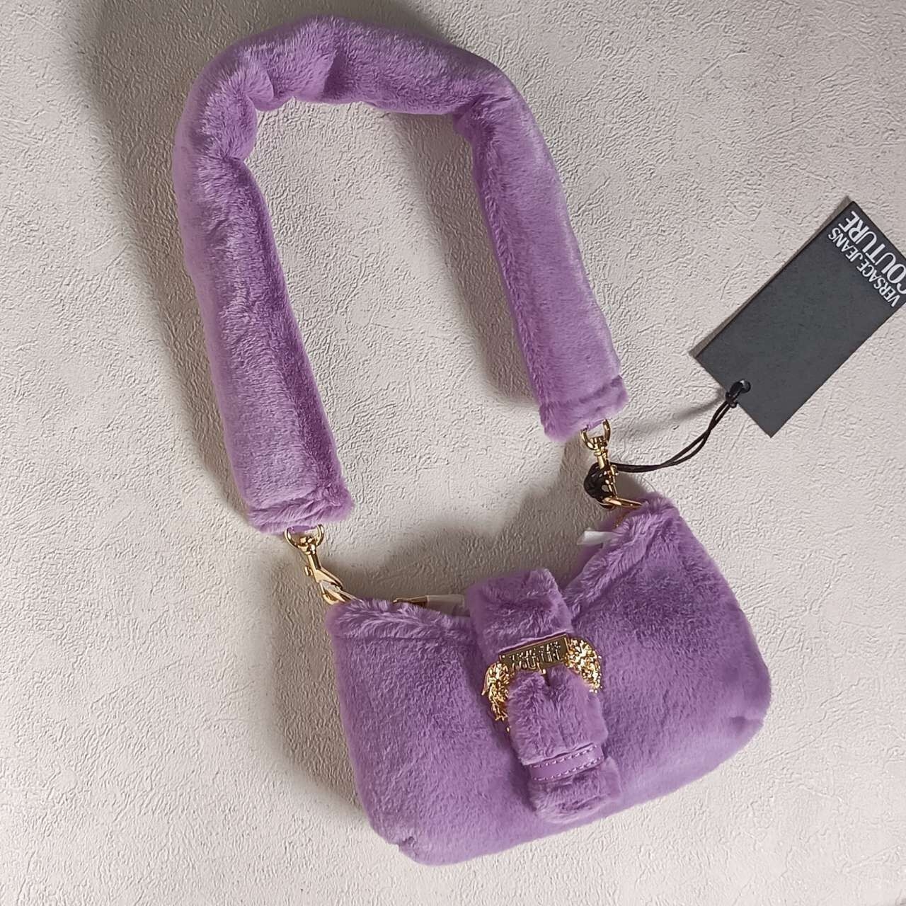 Versace Jeans Couture Faux Fur Purple Sling Bag 