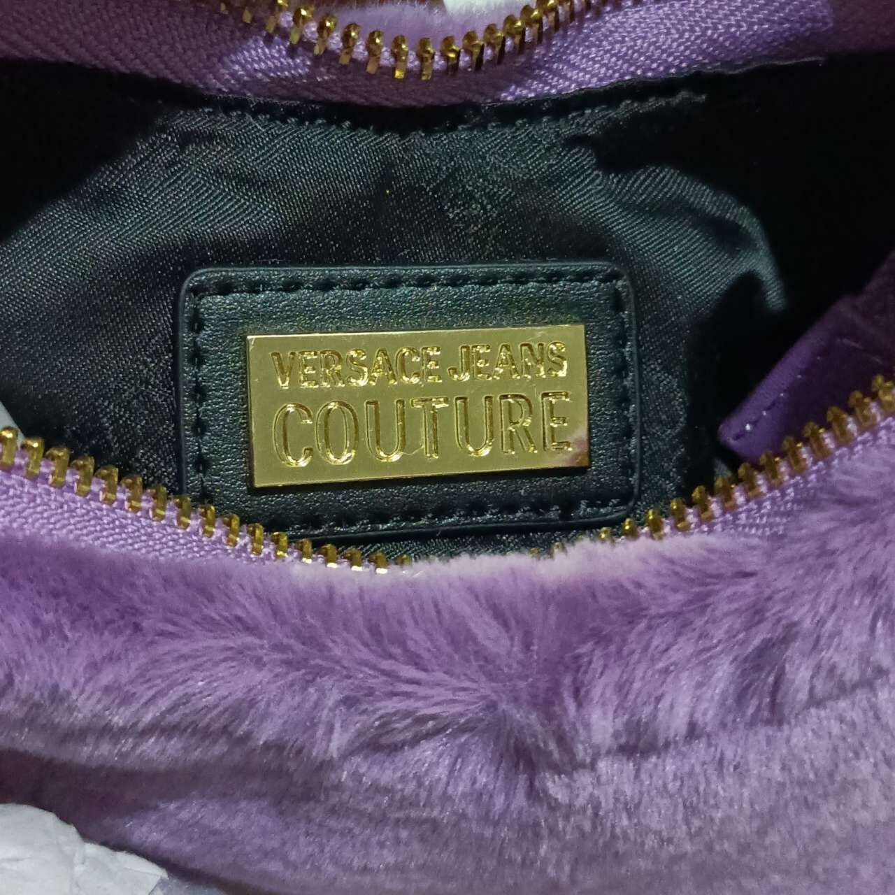 Versace Jeans Couture Faux Fur Purple Sling Bag 