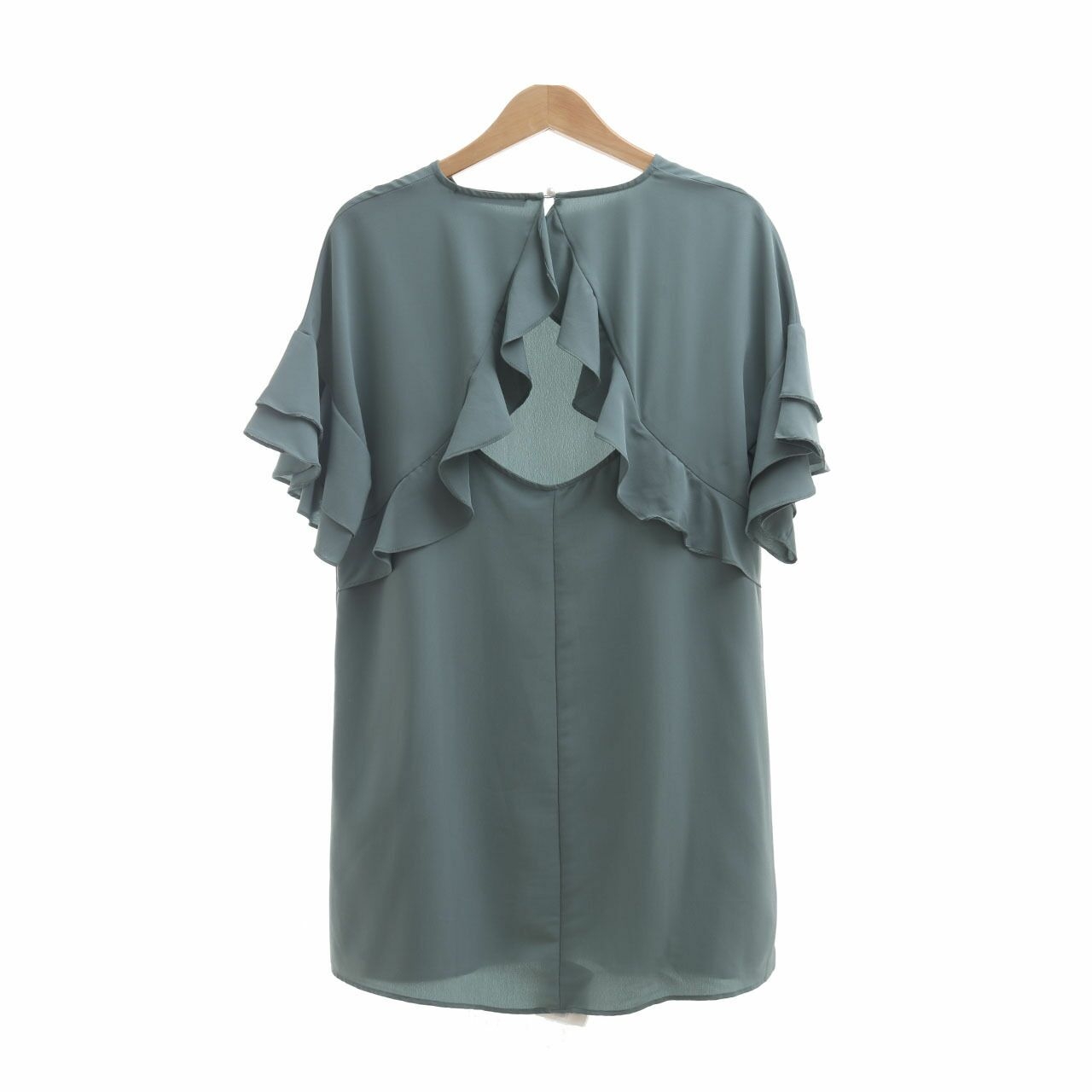 Zara Sea Green Open Back Blouse