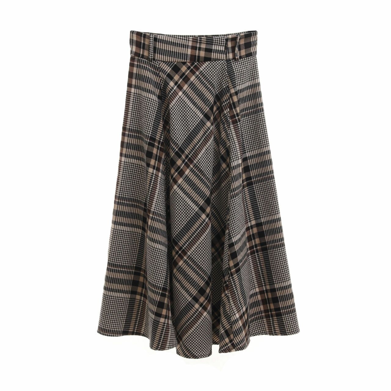 H&M Multicolor Plaid Midi Skirt