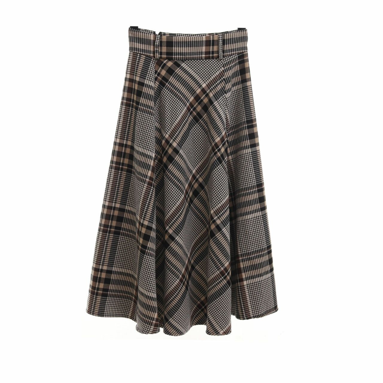 H&M Multicolor Plaid Midi Skirt