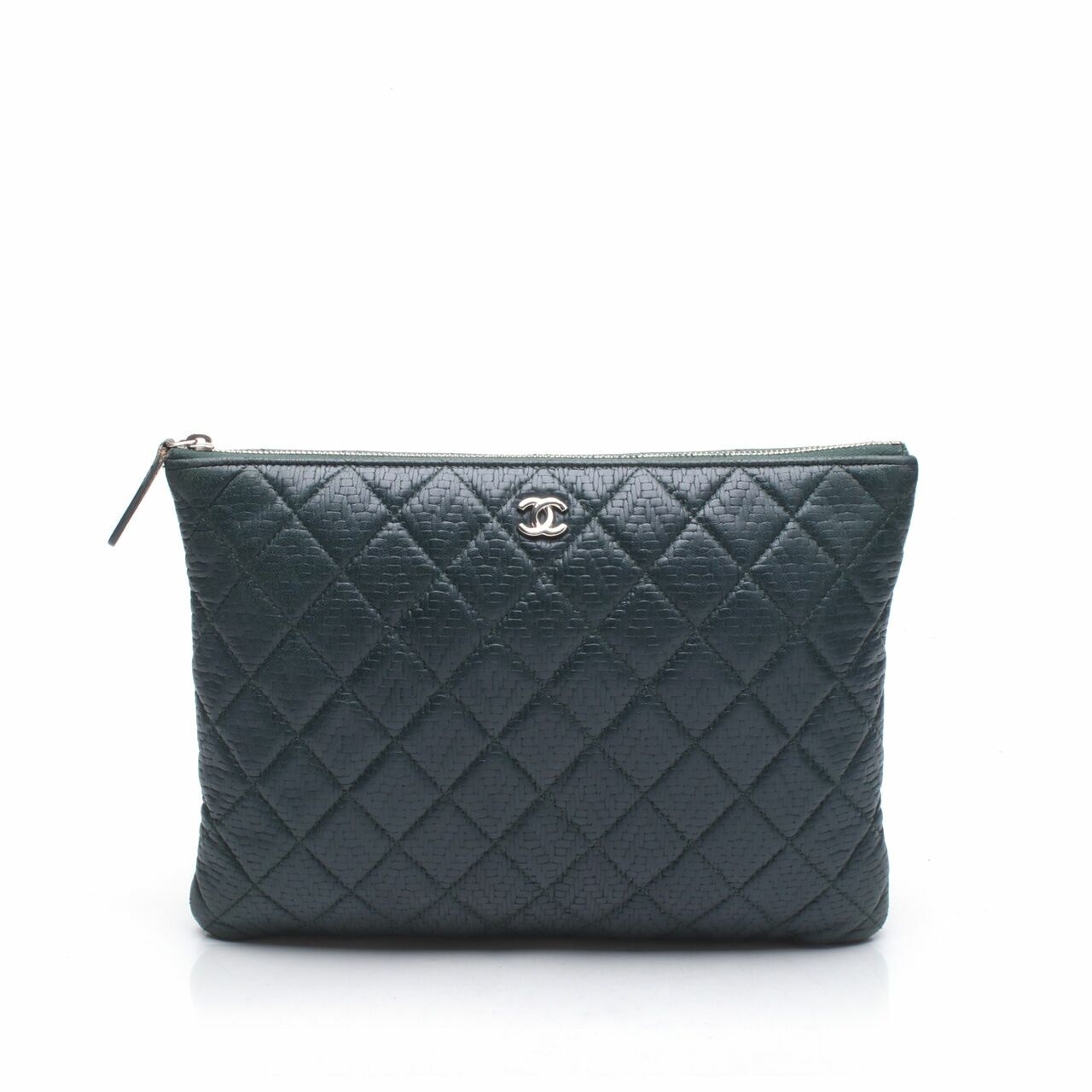 Chanel O Case Quilted Leather Dark Green #21