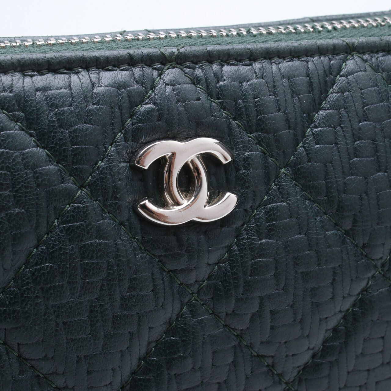 Chanel O Case Quilted Leather Dark Green #21