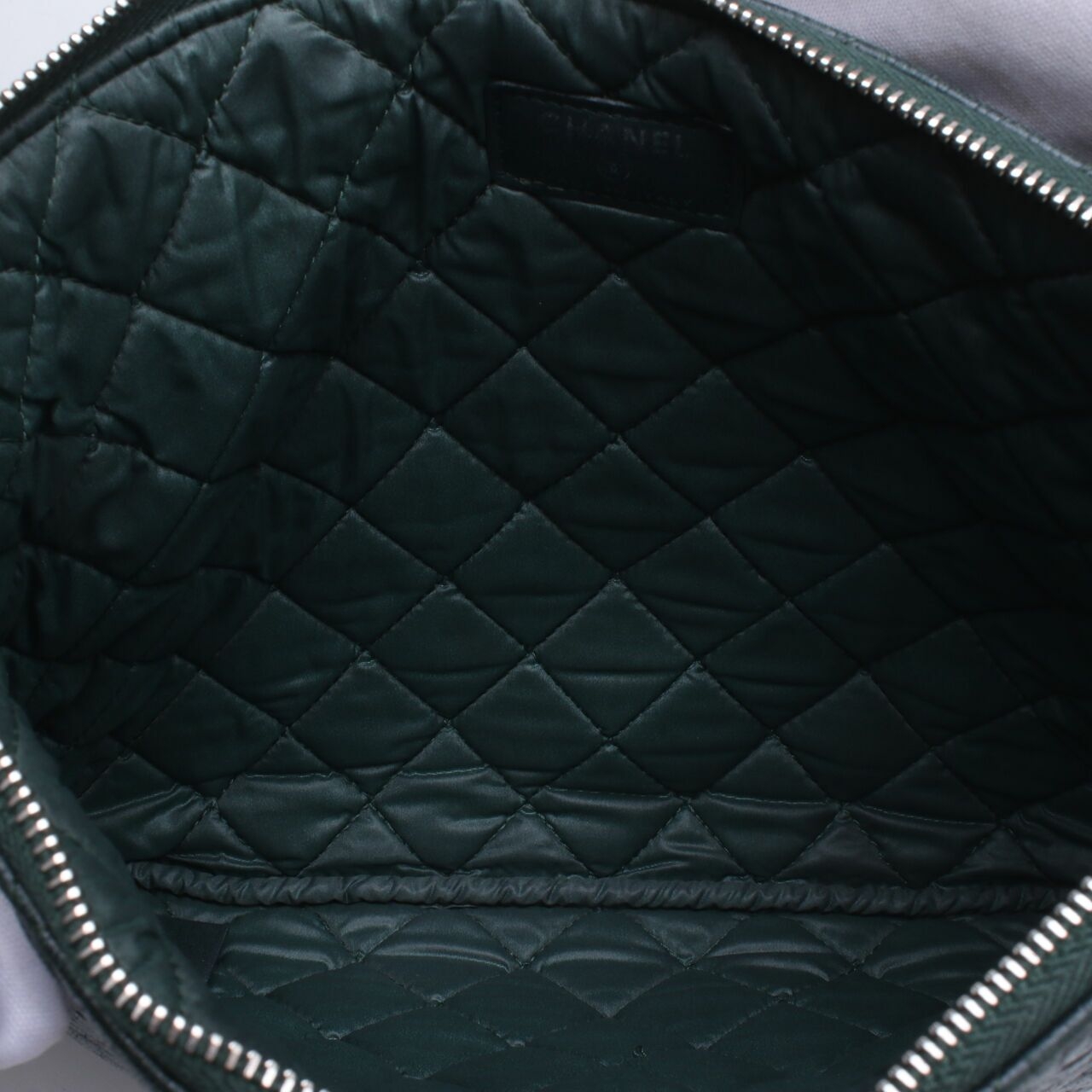 Chanel O Case Quilted Leather Dark Green #21