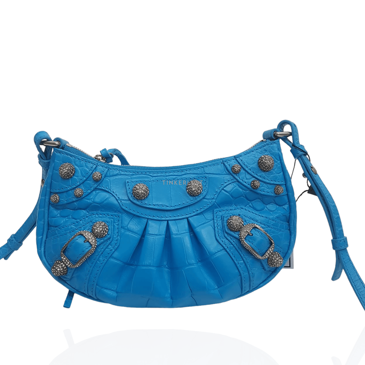 Balenciaga Le Cagole Mini Blue Cyan Swarovski Hardware Sling Bag