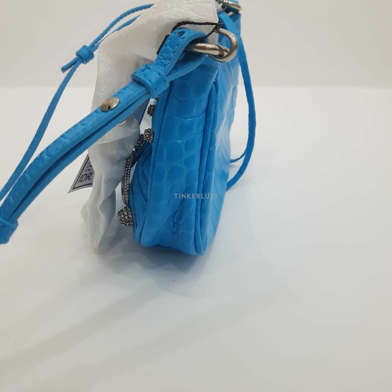 Balenciaga Le Cagole Mini Blue Cyan Swarovski Hardware Sling Bag