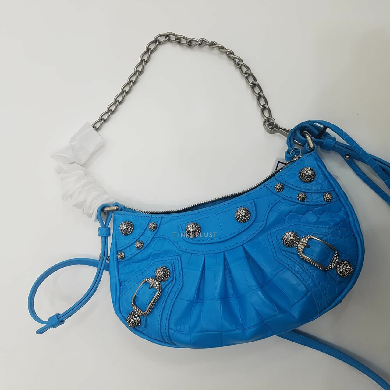 Balenciaga Le Cagole Mini Blue Cyan Swarovski Hardware Sling Bag