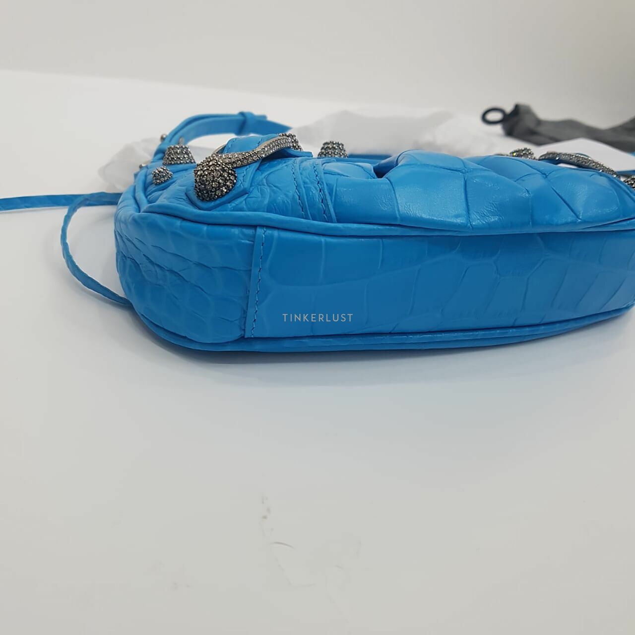 Balenciaga Le Cagole Mini Blue Cyan Swarovski Hardware Sling Bag