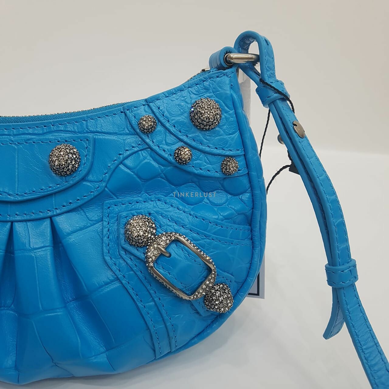 Balenciaga Le Cagole Mini Blue Cyan Swarovski Hardware Sling Bag