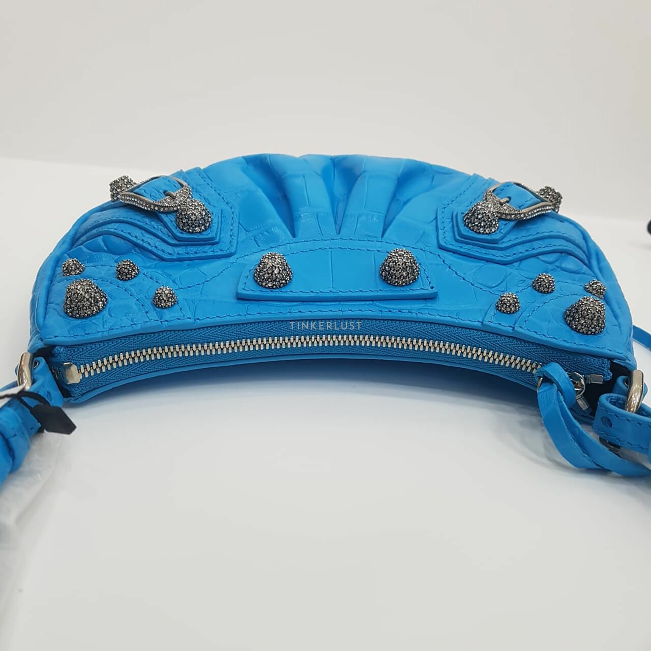 Balenciaga Le Cagole Mini Blue Cyan Swarovski Hardware Sling Bag