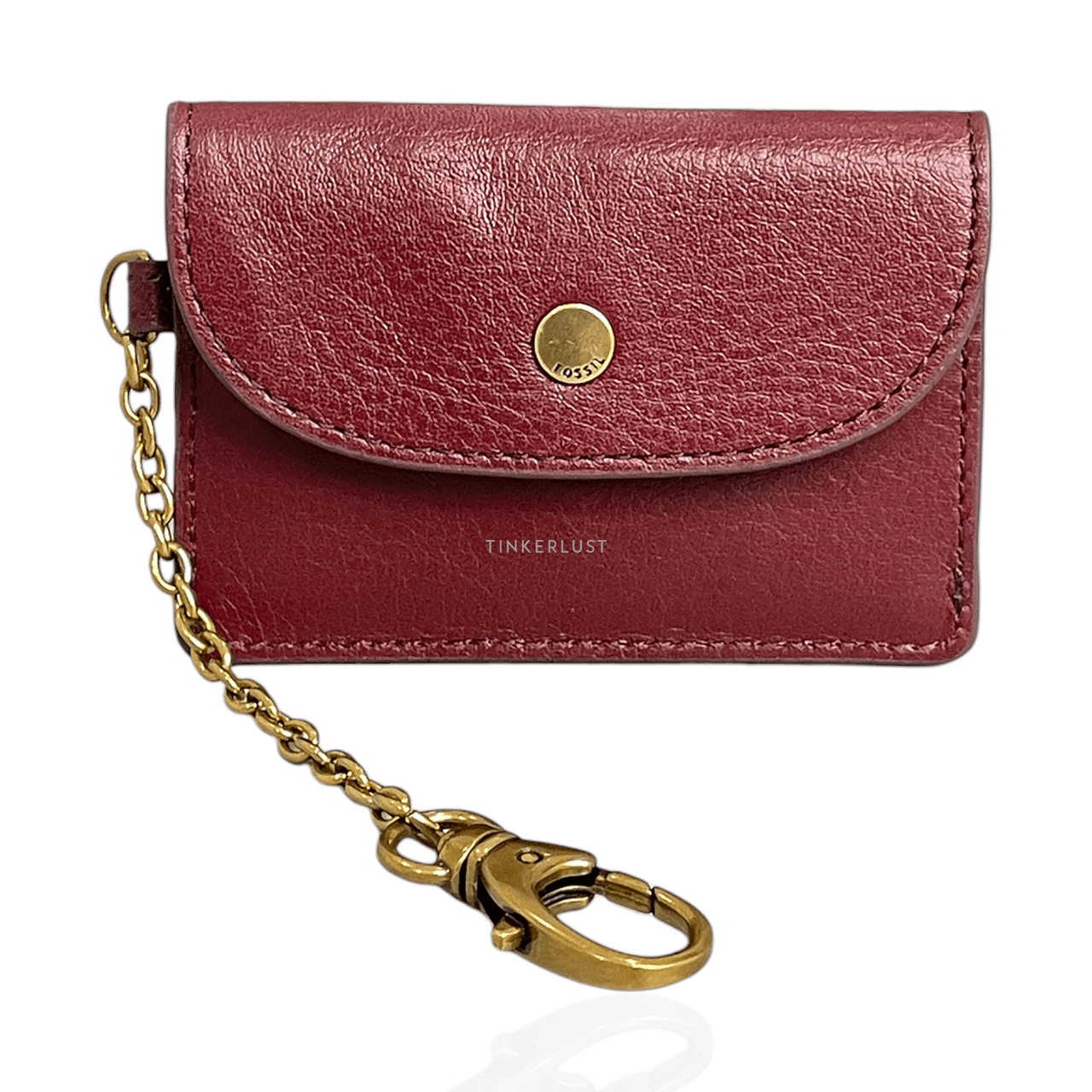 Fossil Adelyn Flap Wine Leather GHW Card Case