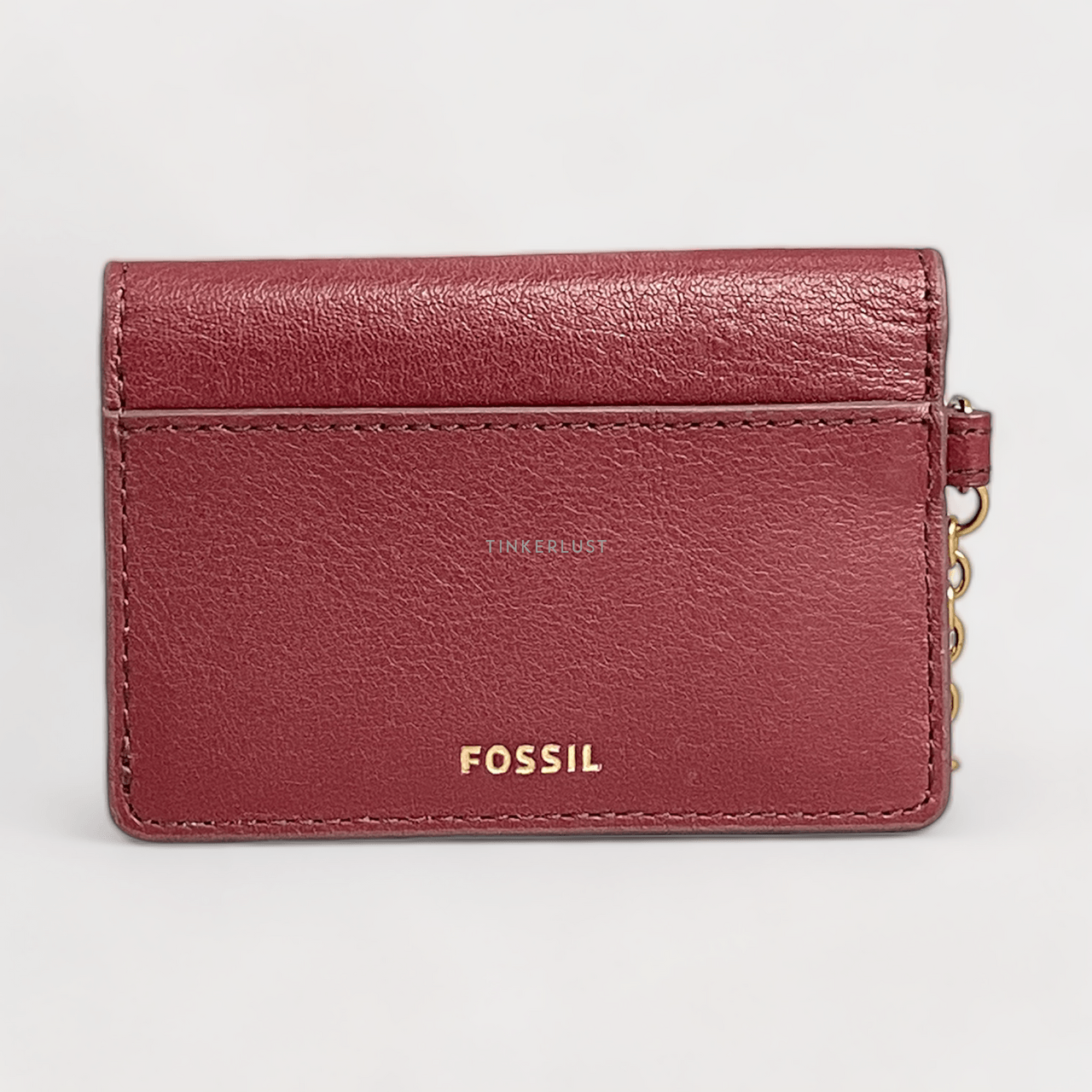 Fossil Adelyn Flap Wine Leather GHW Card Case