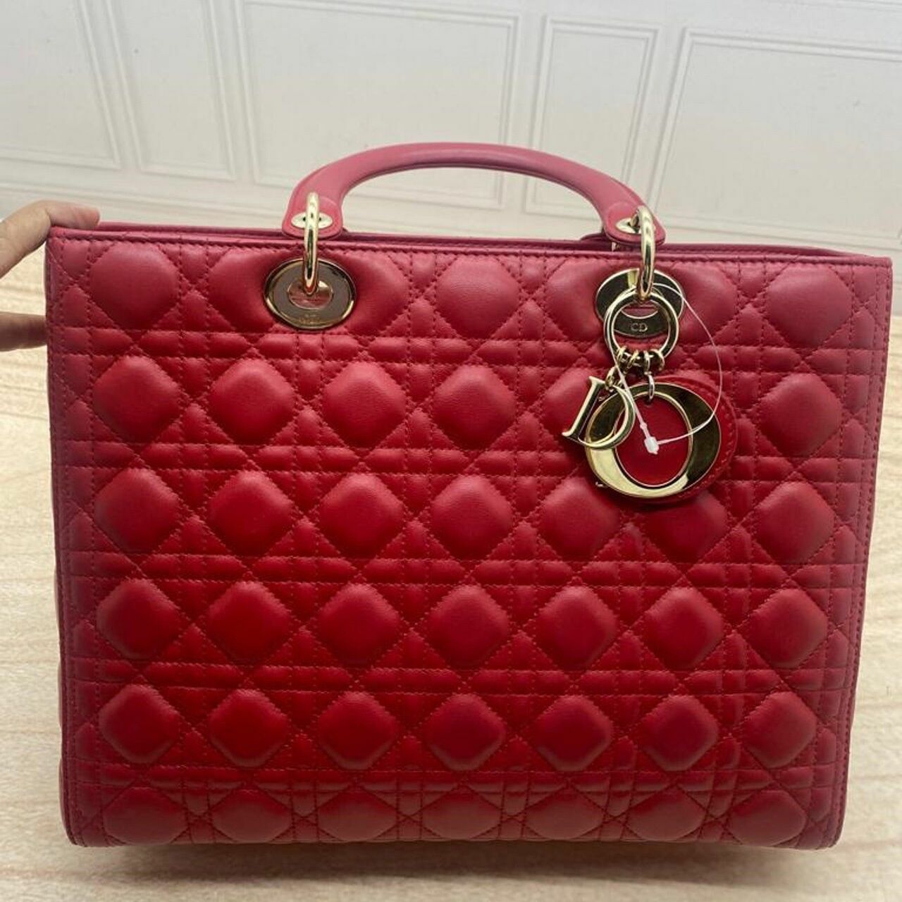 Christian Dior Lady Dior Large Red Bag 2014 Satchel