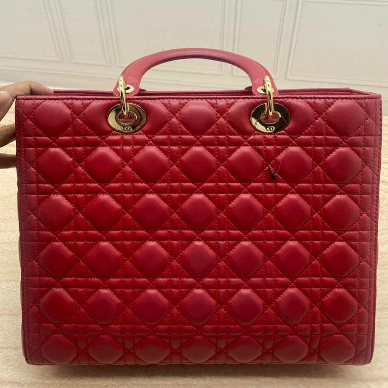 Christian Dior Lady Dior Large Red Bag 2014 Satchel