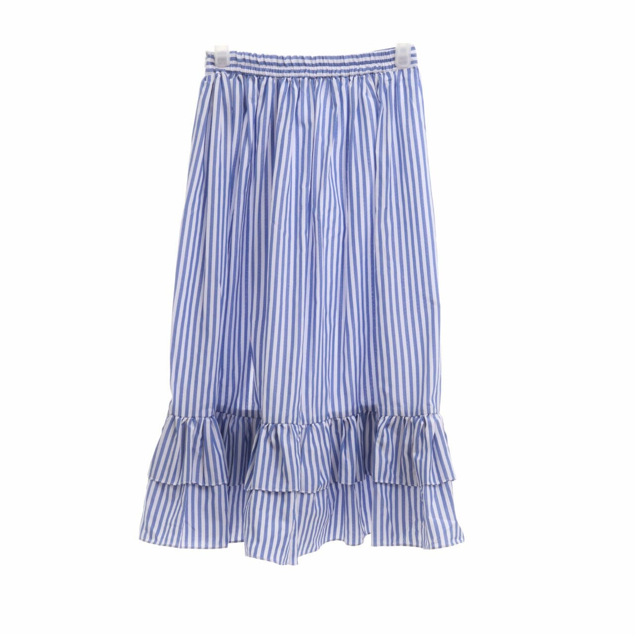 Modelano Blue & White Slit Stripes Midi Skirt