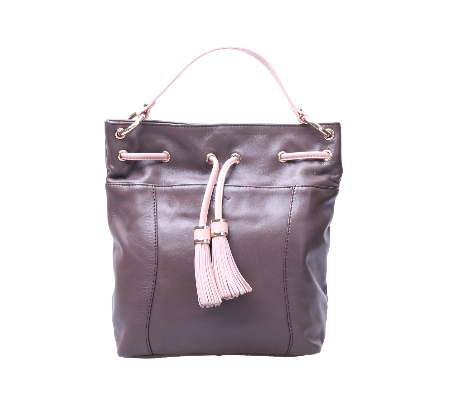 Braun Buffel Dark Brown And Peach Handbag