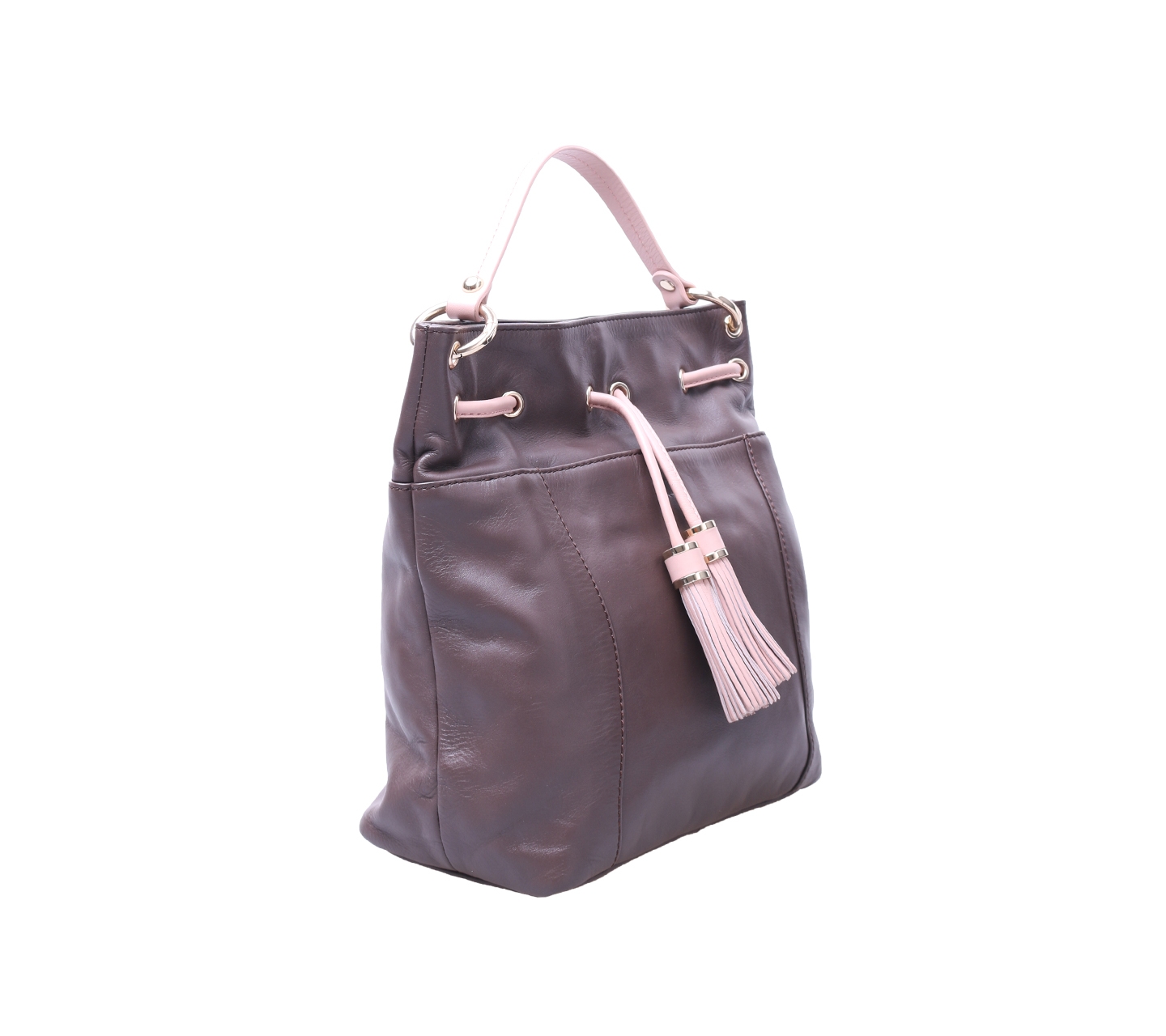 Braun Buffel Dark Brown And Peach Handbag