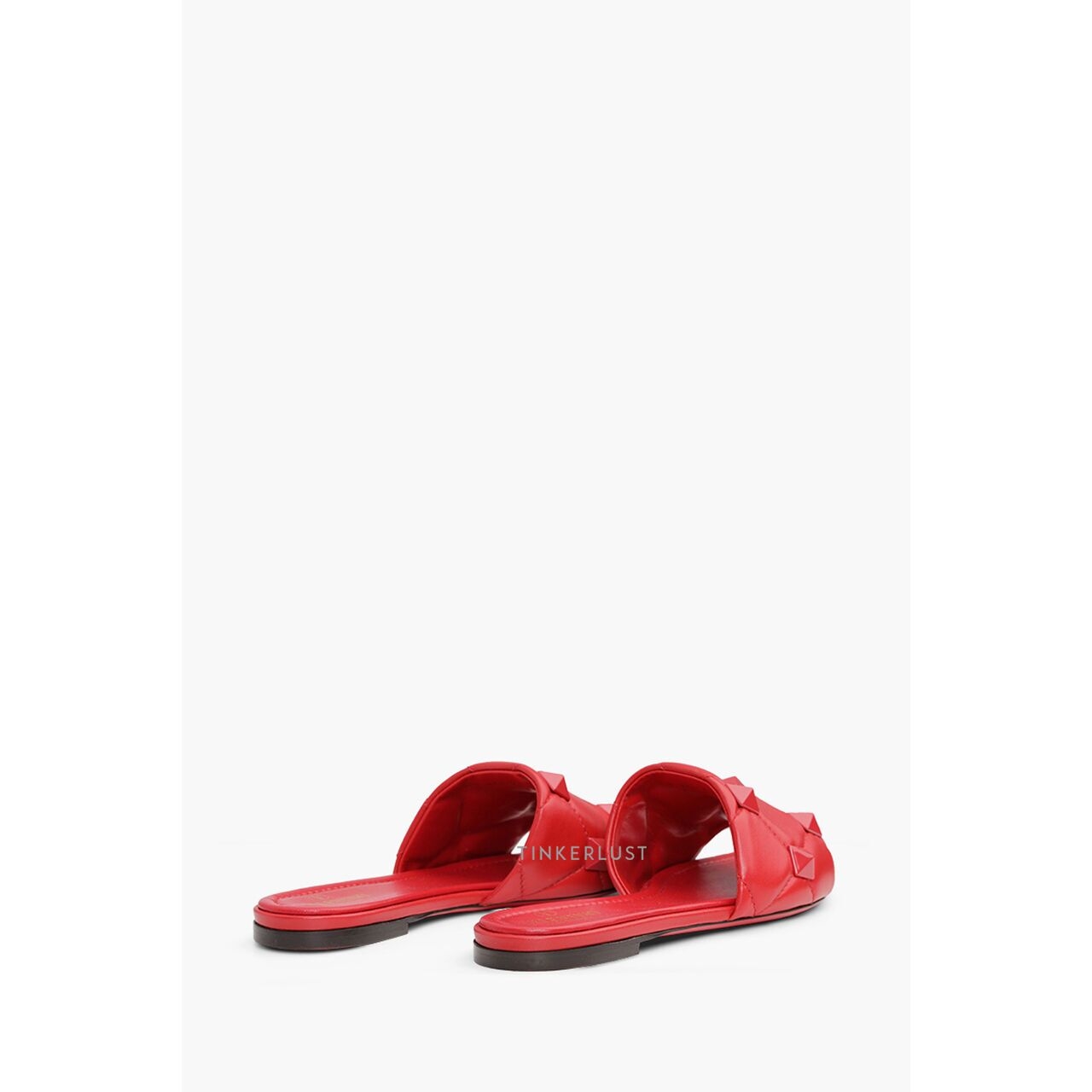 Valentino Garavani Roman Stud Quilted Leather in All Red  Slide Sandals