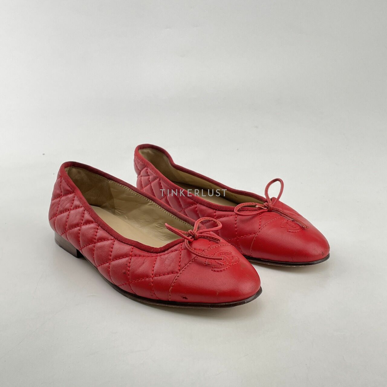 Chanel CC Ballerina Flats In Red Flats