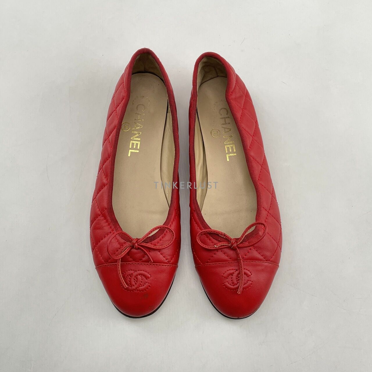 Chanel CC Ballerina Flats In Red Flats