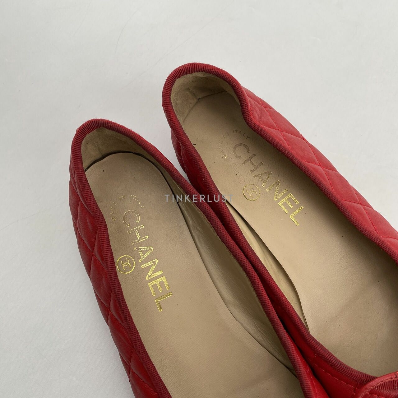 Chanel CC Ballerina Flats In Red Flats