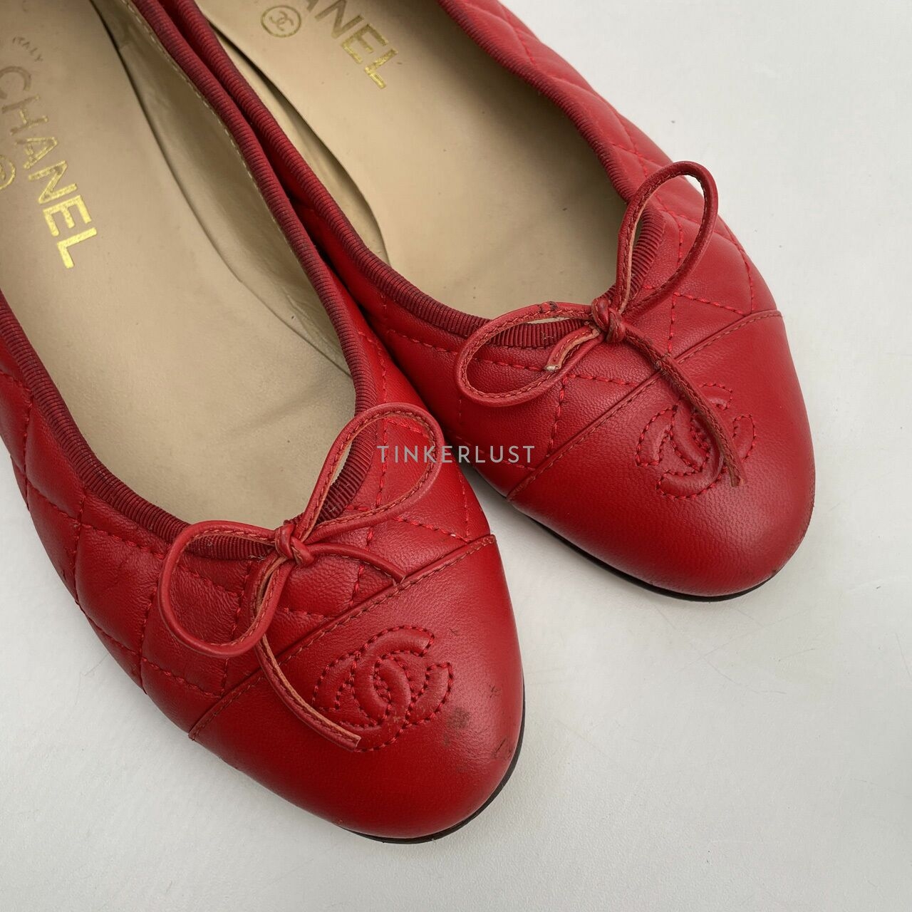 Chanel CC Ballerina Flats In Red Flats